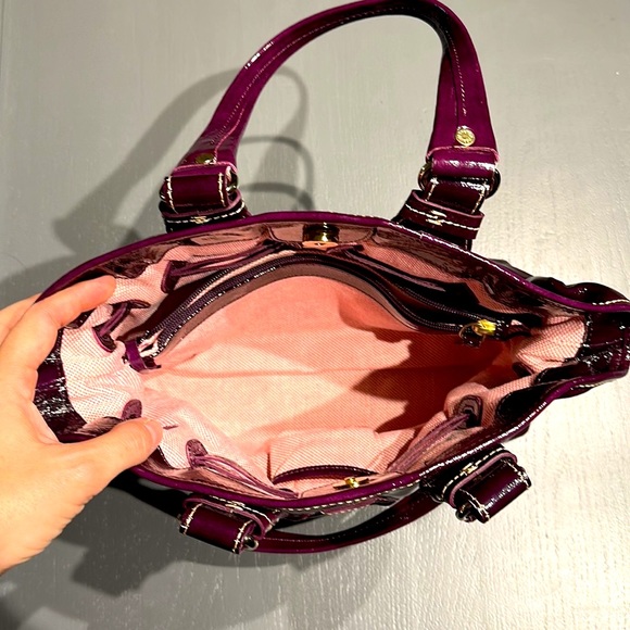 Dooney & Burke Plum Chiara Leather Patent Medium Handbag - Picture 6 of 11